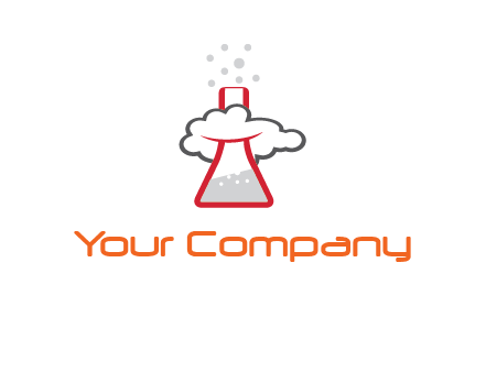 cloud around chemical flask research logo