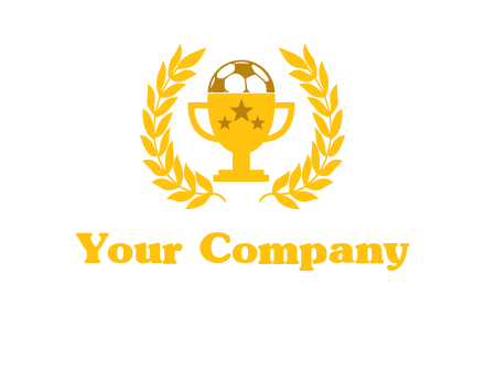 champion cup with football logo