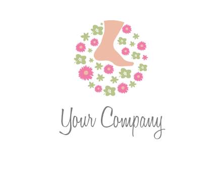 flowers and foot in circle spa logo