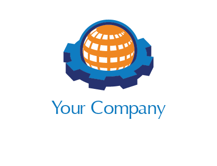 globe in center of gear engineering logo