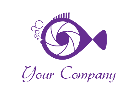 shutter in fish blowing bubbles photography logo