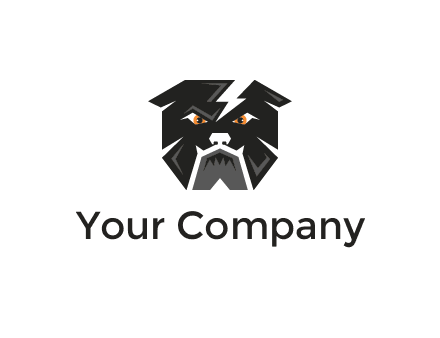 aggressive bulldog with lightning on head illustration