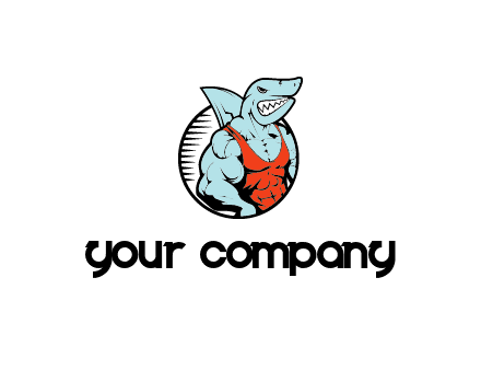 bodybuilder shark character