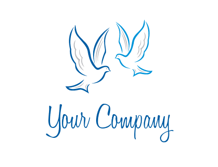 outline of doves facing each other animal logo