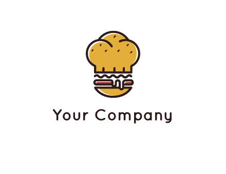 burger with a chef's hat upper bun food logo
