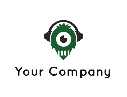 alien with one eye wearing headphones logo