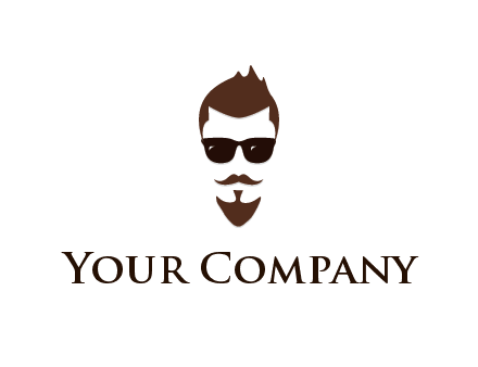 man with well-groomed hair, beard and mustache for grooming services or barber shop logo