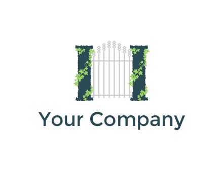 vines climbing pillars beside fence gate