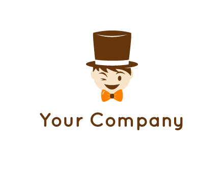 winking character with bow tie and top hat