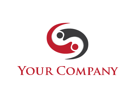 abstract people icons forming swooshes