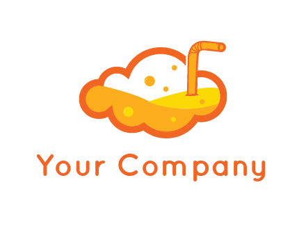 juice in line art cloud with straw