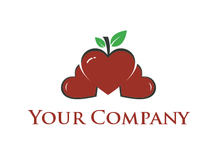 hearts behind apple shaped like heart