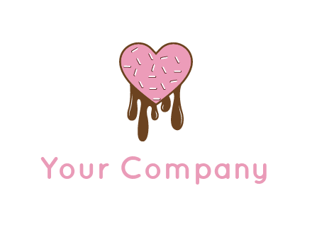 sprinkles on heart shaped cupcake with melting chocolate