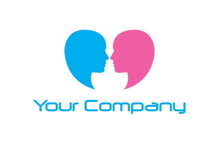 couples forming heart shape and about to kiss symbol