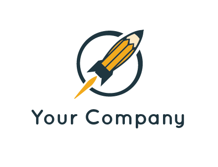 pencil forming rocket with flame in circle