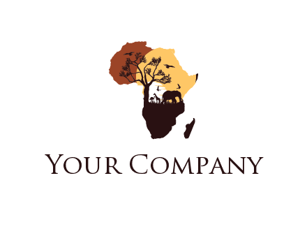 sun behind animals and tree in Africa continent 