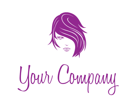 head of woman with short hair across face beauty logo icon