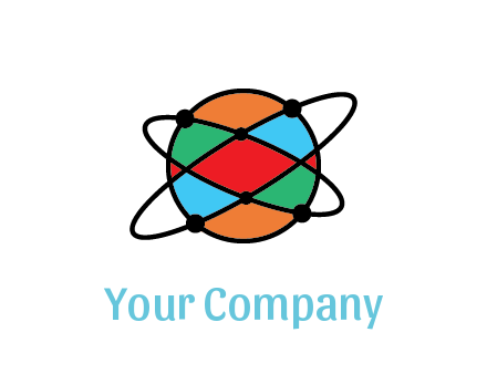 colorful circle with atomic lines