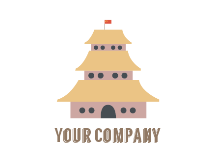 pagoda with flag on top