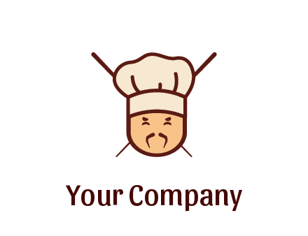 chopsticks behind man wearing chef hat