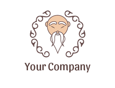 old man with long beard and mustache with swirl pattern