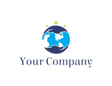 hands around globe with stars