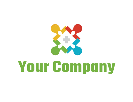 first aid sign in colorful puzzle piece