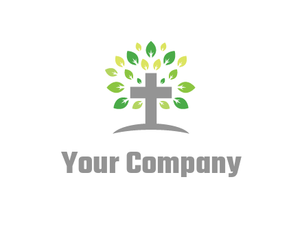 cross with swoosh and leaves