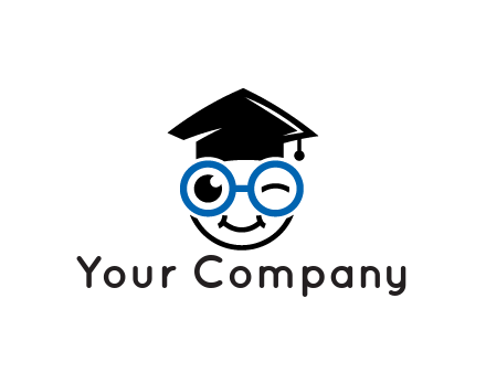 face with spectacles wearing graduating hat