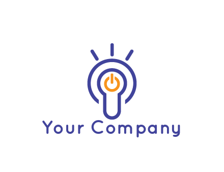 line art light bulb with power button