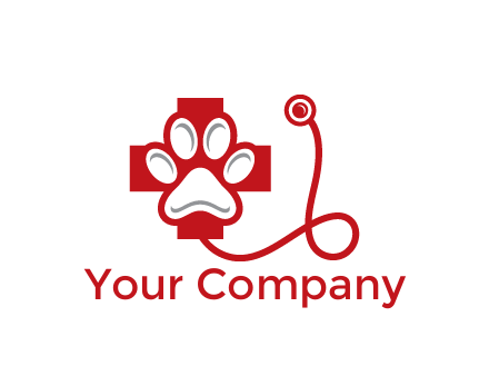 paw in first aid sign with stethoscope