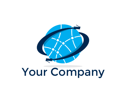 circle with network lines and swoosh plugs