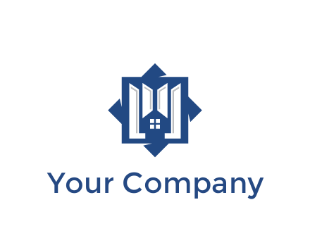 abstract rhombus with house real estate logo