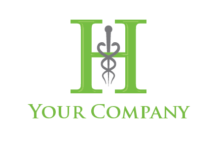 medical sign between the letter h logo