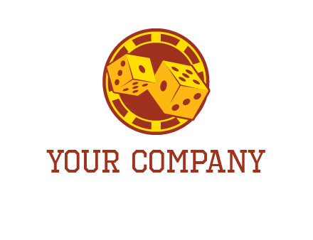 two dice and gambling chip logo