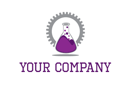 chemical flask and gear engineering logo