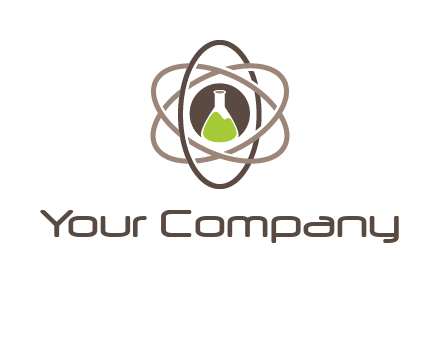 chemical flask and electron field research logo