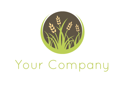 wheat stalks and grass in circle agriculture logo
