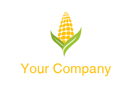 corn on the cob with leaves agriculture logo