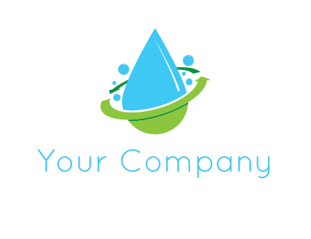 arrows and bubbles around water droplet cleaning logo