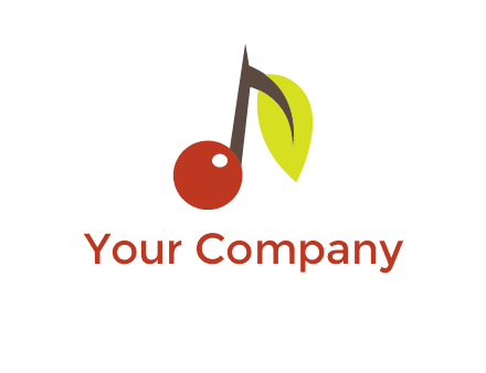 music note with a cherry and leaf logo