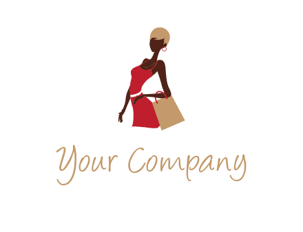 girl with fashionable dress holding shopping bag logo