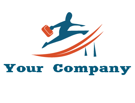 man with briefcase taking a leap