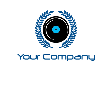 music disk inside laurel wreath logo