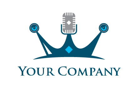 mic and speaker merge with crown logo